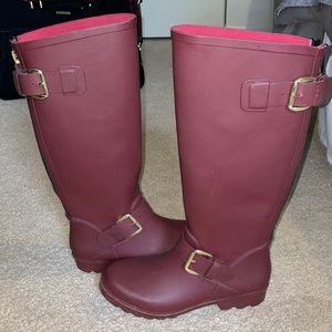 AKIRA Wine Rubber Sole Rainboots